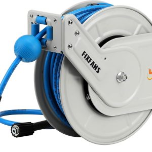 Pressure Washer Hose Reel with Hose, 1/4" × 60ft Retractable Power Washer Hose Reel, Heavy Duty Hose Reel Auto Rewind, Wall Mounted, 3600 PSI