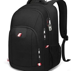 Travel Laptop Backpack, Black Backpack for Men and Women with USB Slit Business Computer Back Pack (Black, 15.6 Inch)